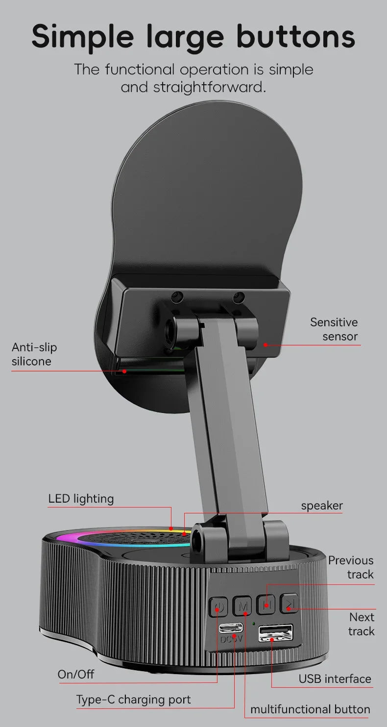 360 Degree Rotating Phone Holder Bluetooth Speaker with Lifting Function Power Bank Mini Portable Ambient Light Soundbox