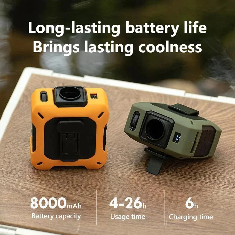 Outdoor High-speed Waist-hanging Fan Neck-hanging USB Large-capacity Roller With 100-speed Speed Regulation Violent Turbo Fan