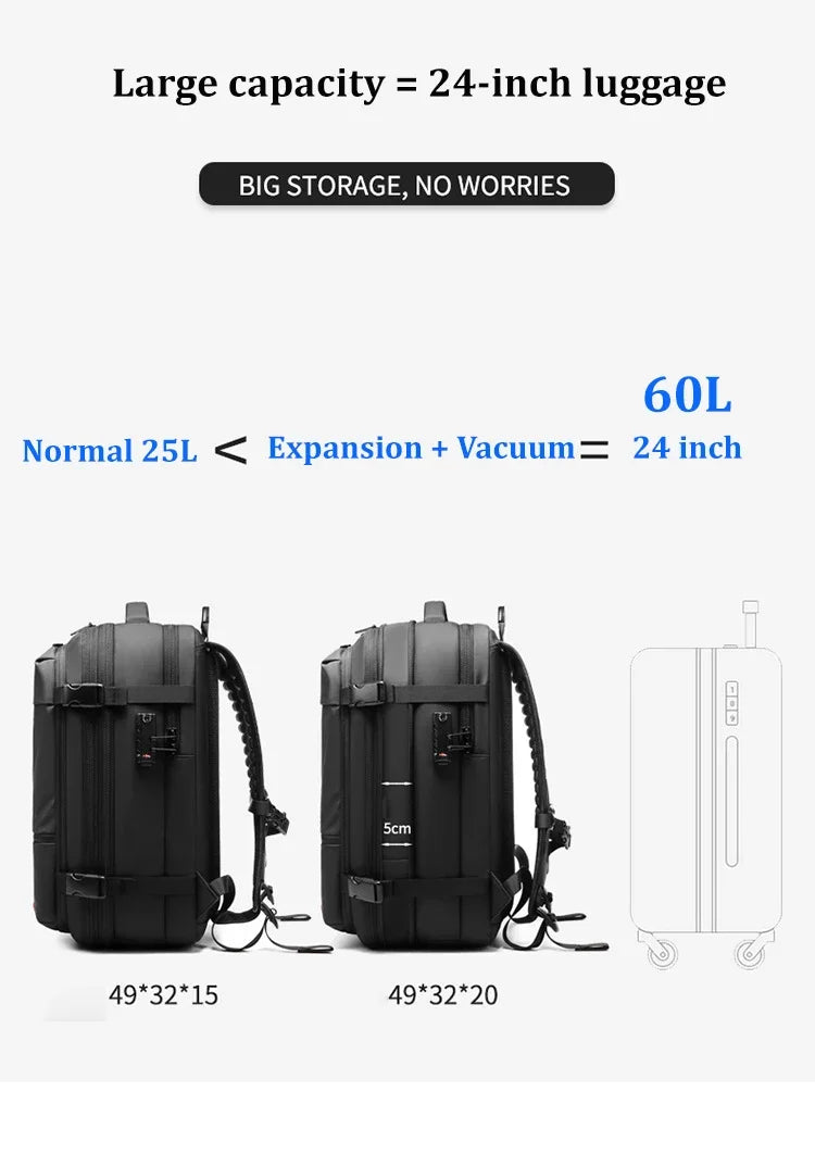 vacuum compression Travel Men Backpack 17 inch Laptop Business for Pumps Large Capacity school Backpack Expanded Hiking backpack