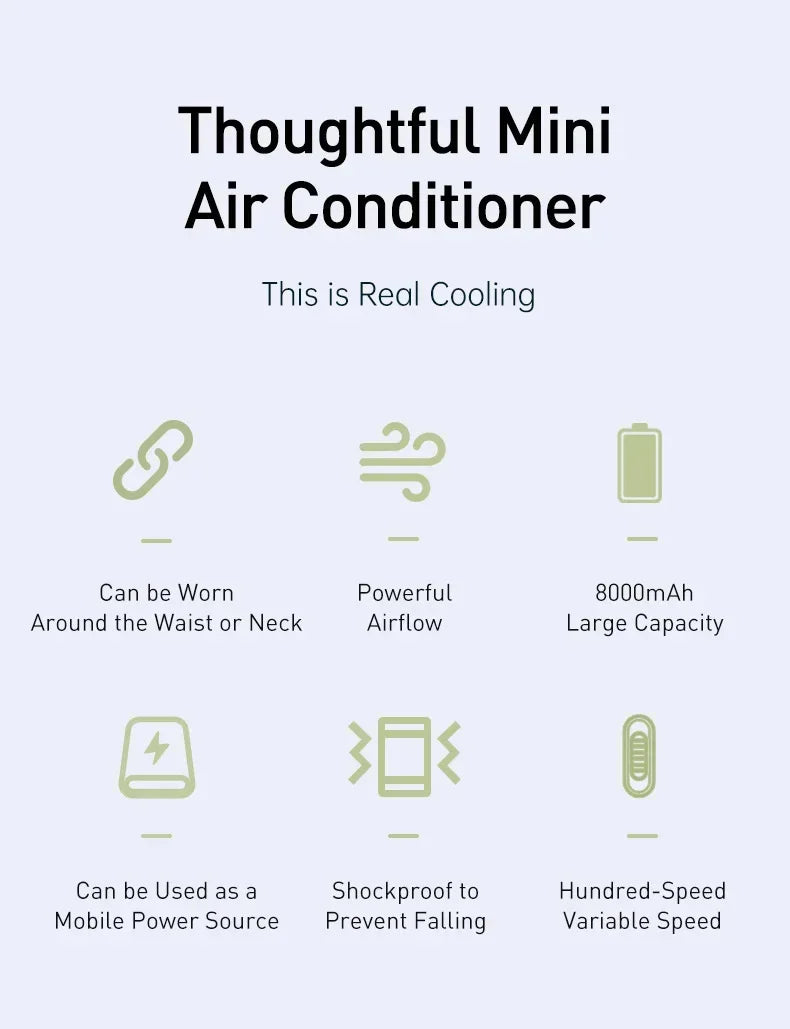 Outdoor High-speed Waist-hanging Fan Neck-hanging USB Large-capacity Roller With 100-speed Speed Regulation Violent Turbo Fan