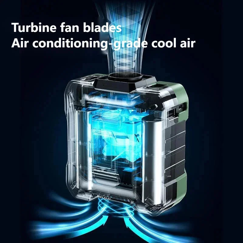 Outdoor High-speed Waist-hanging Fan Neck-hanging USB Large-capacity Roller With 100-speed Speed Regulation Violent Turbo Fan
