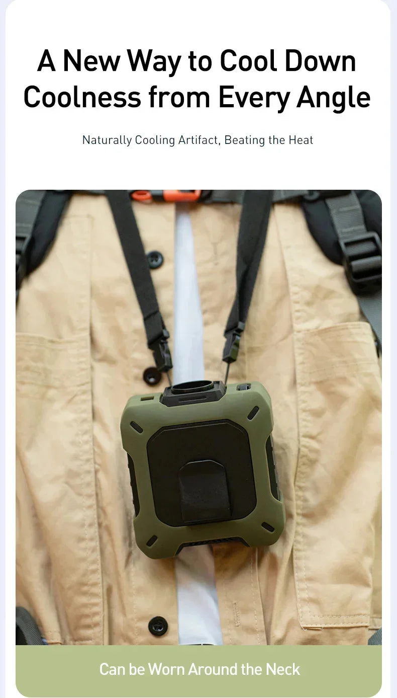 Outdoor High-speed Waist-hanging Fan Neck-hanging USB Large-capacity Roller With 100-speed Speed Regulation Violent Turbo Fan