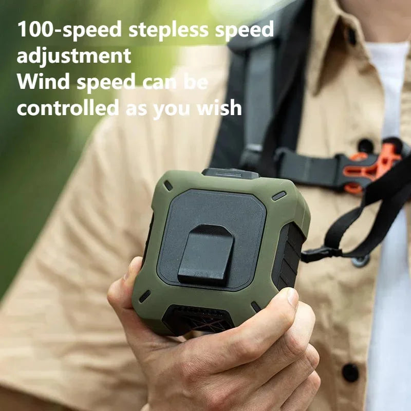 Outdoor High-speed Waist-hanging Fan Neck-hanging USB Large-capacity Roller With 100-speed Speed Regulation Violent Turbo Fan