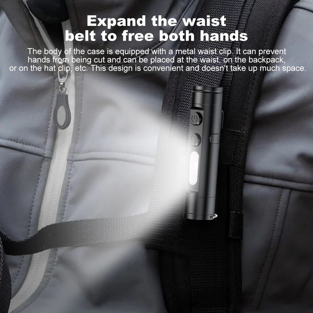 Taclite Mini Flashlight Emergency Torch Rechargeable Magnetic LED Tactical Flashlight EDC Strong Light Outdoor LED Camping Lamp