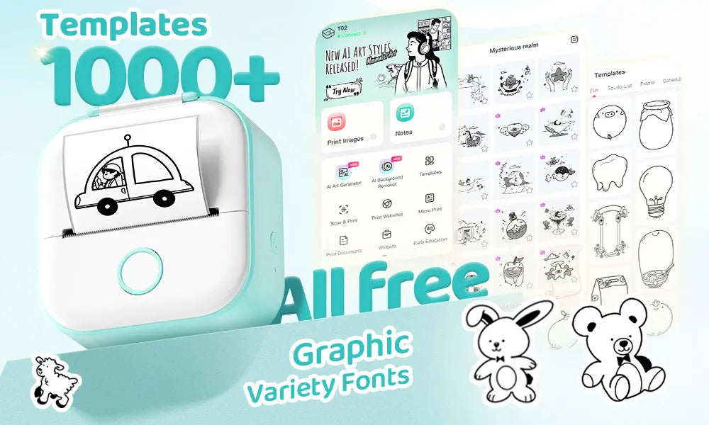 Phomemo T02 Mini Thermal Printer Wireless Mini Pocket Printer, Adhesive Sticker Printer for DIY, Journal, Student Birthday Gift