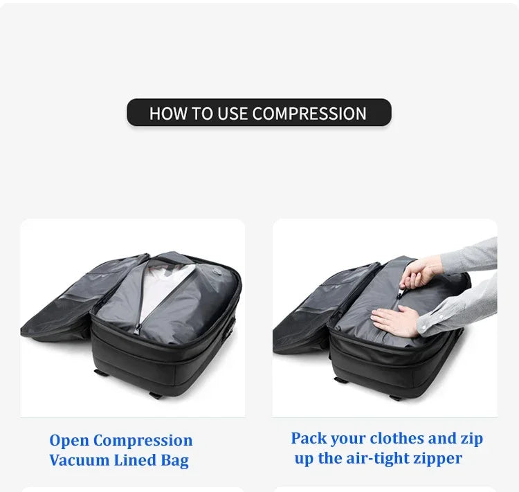 vacuum compression Travel Men Backpack 17 inch Laptop Business for Pumps Large Capacity school Backpack Expanded Hiking backpack