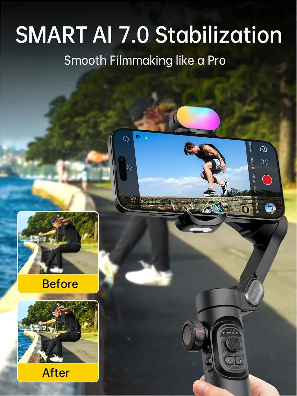 Smart XE Phone Gimbal Stabilizer 3-Axis Foldable Handheld Gimbal With Focus Wheel Video Shooting Stabilizer For iOS Android