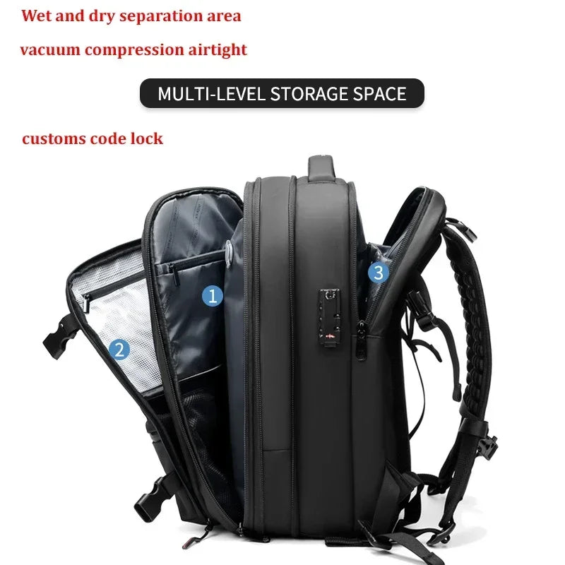 vacuum compression Travel Men Backpack 17 inch Laptop Business for Pumps Large Capacity school Backpack Expanded Hiking backpack